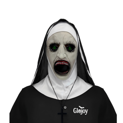 Summoning Spirit Nun Mask with Ghost Face Headgear for Costume Party Horror Film Makeup